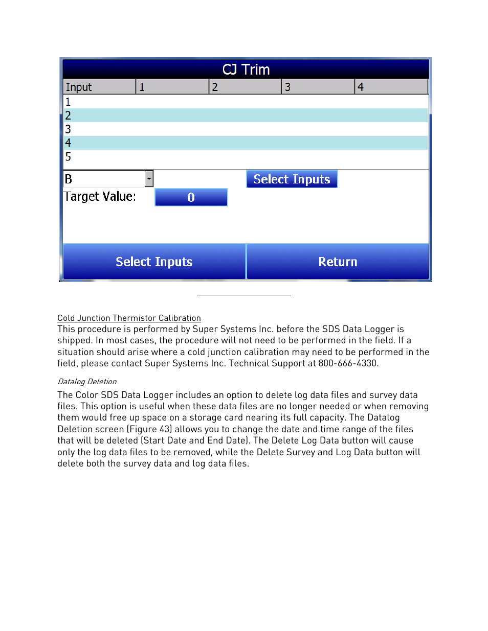 Datalog deletion | Super Systems SDS 8120 User Manual | Page 34 / 104