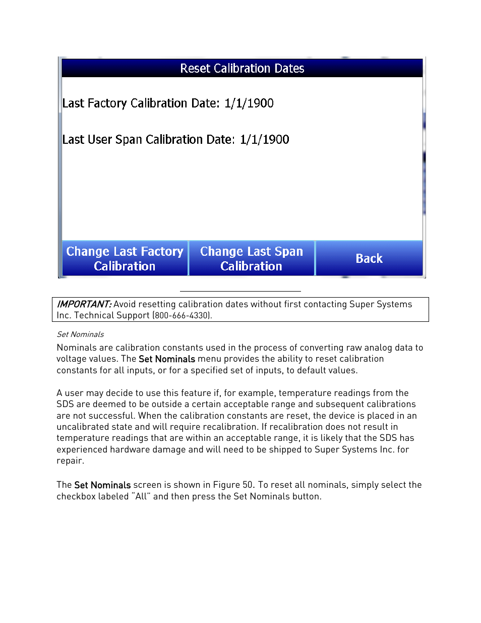 Set nominals | Super Systems SDS 8120 User Manual | Page 39 / 104