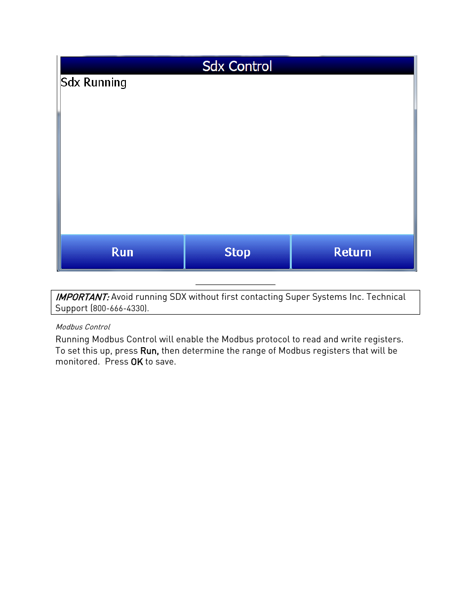 Modbus control | Super Systems SDS 8120 User Manual | Page 43 / 104