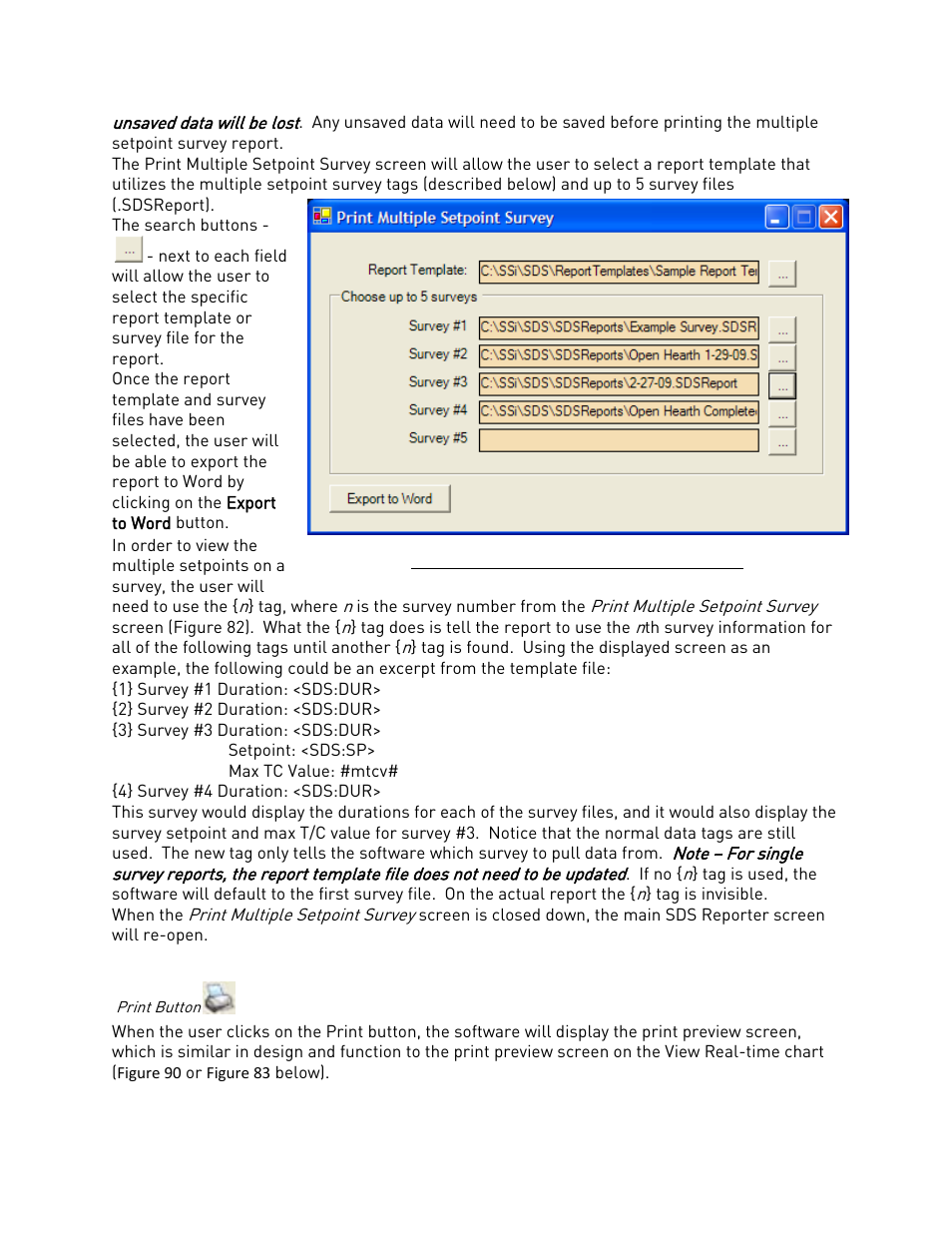 Print button | Super Systems SDS 8120 User Manual | Page 62 / 104