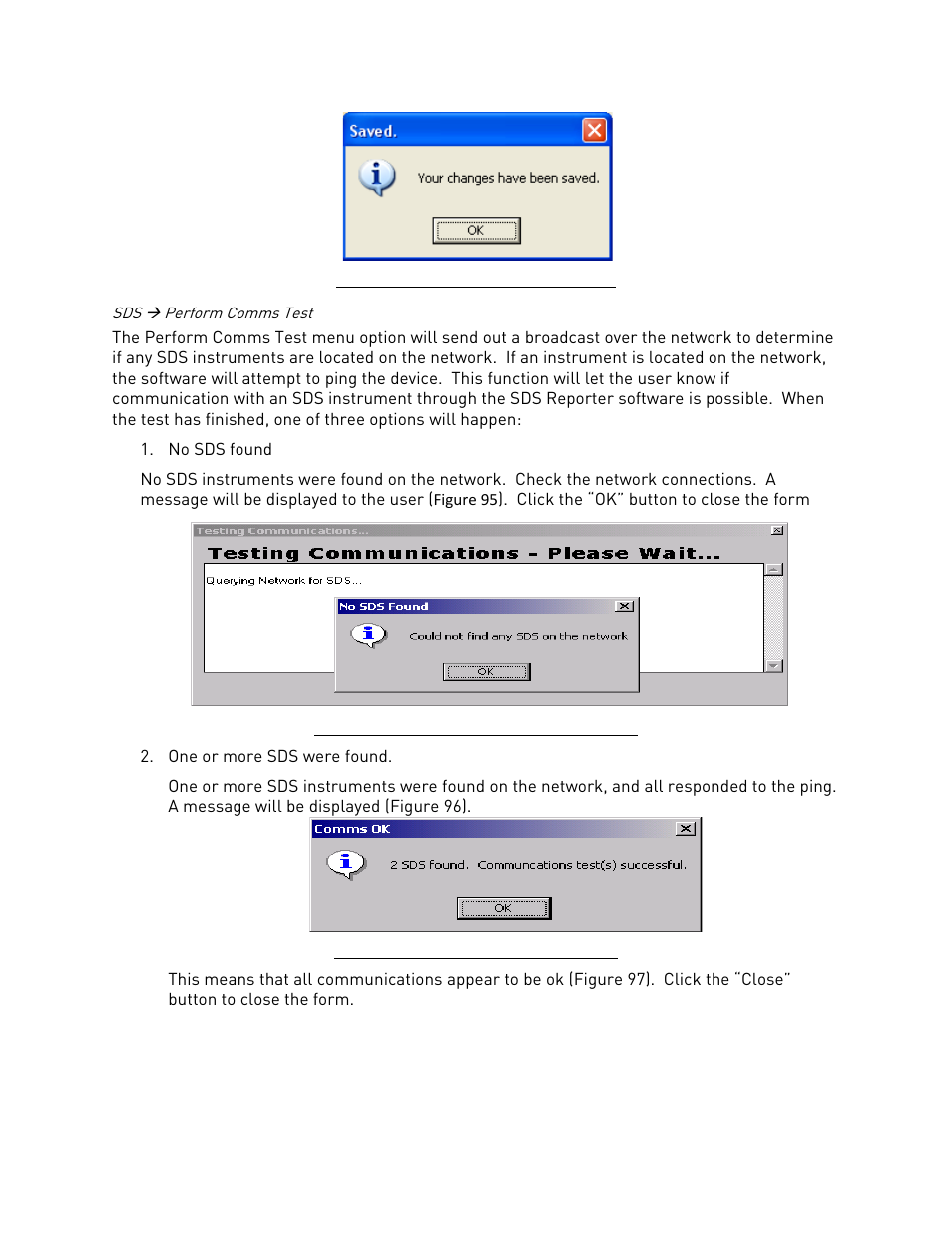 Sds ( perform comms test, Sds  perform comms test | Super Systems SDS 8120 User Manual | Page 70 / 104