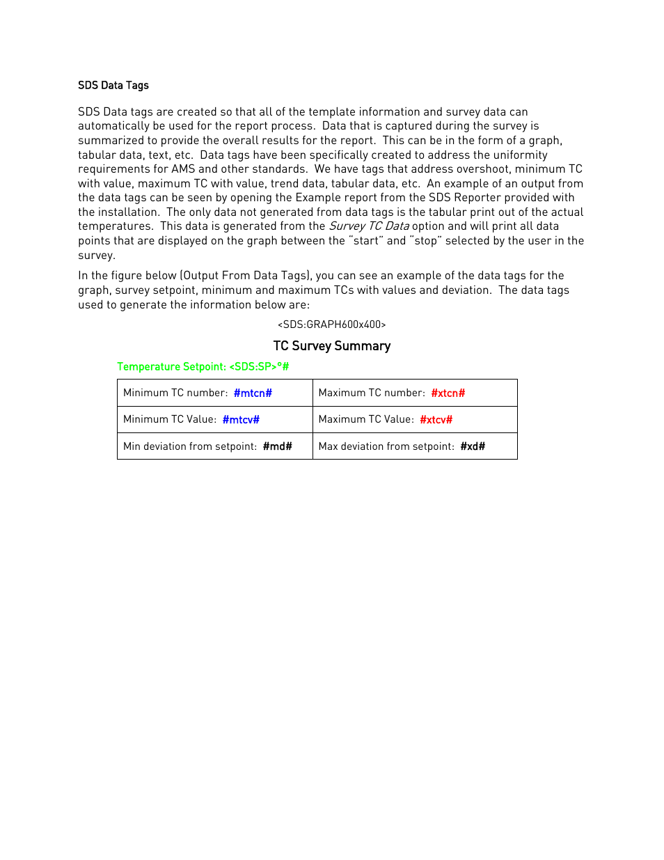 Sds data tags | Super Systems SDS 8120 User Manual | Page 74 / 104