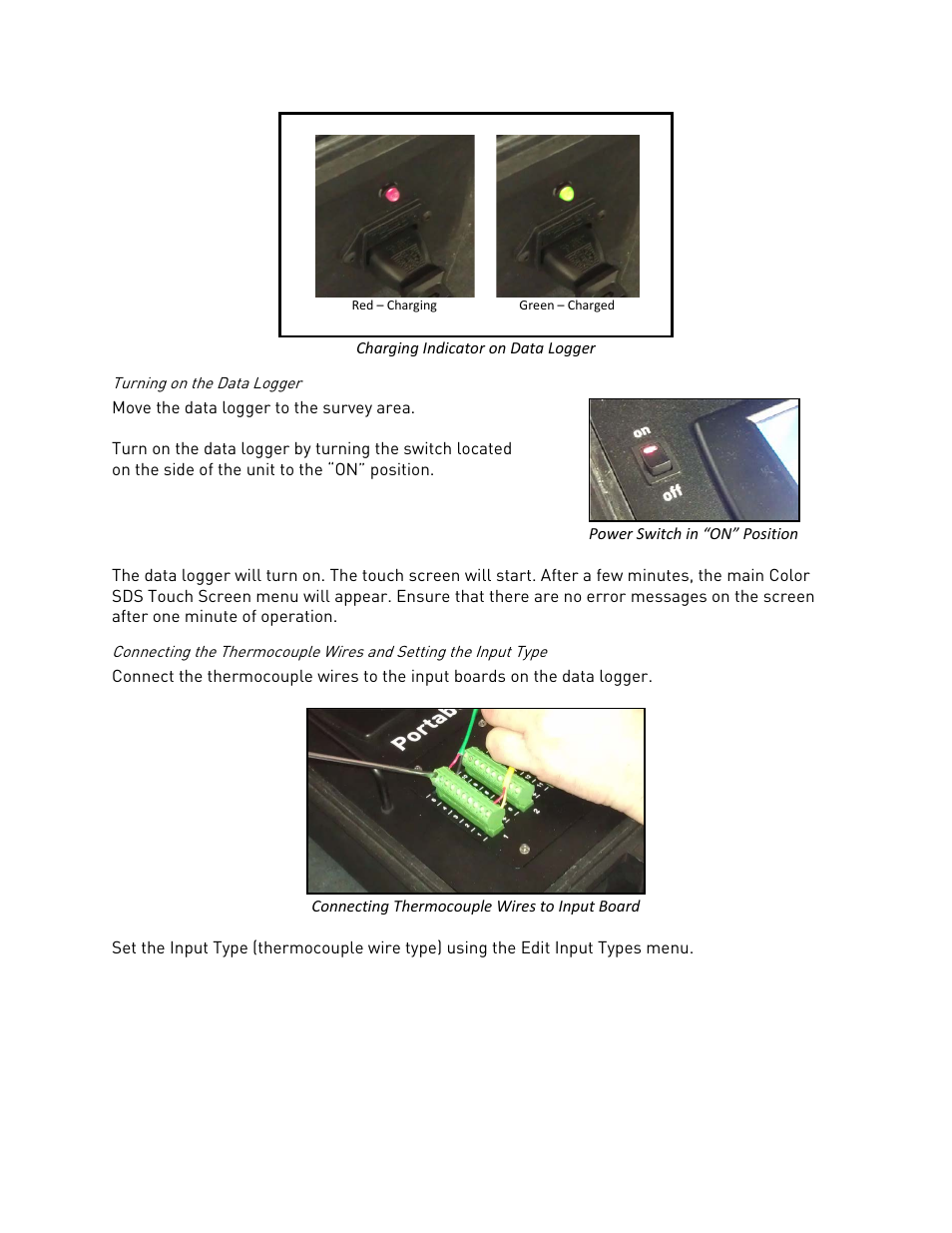 Turning on the data logger | Super Systems SDS 8120 User Manual | Page 94 / 104