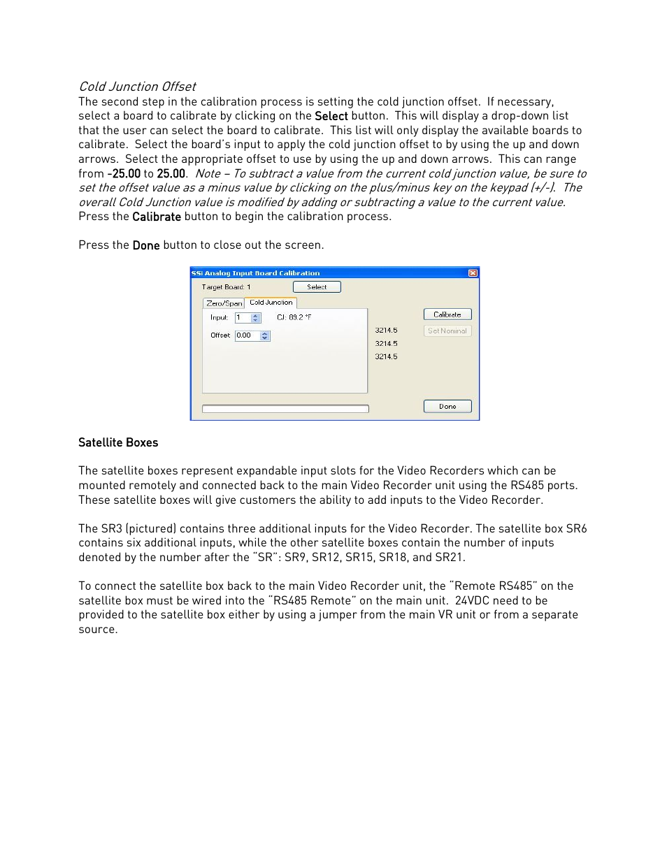 Cold junction offset, Satellite boxes | Super Systems DAQ User Manual | Page 26 / 34