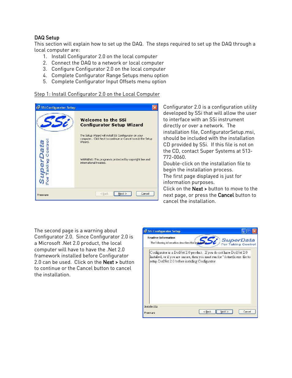 Daq setup | Super Systems DAQ User Manual | Page 4 / 34