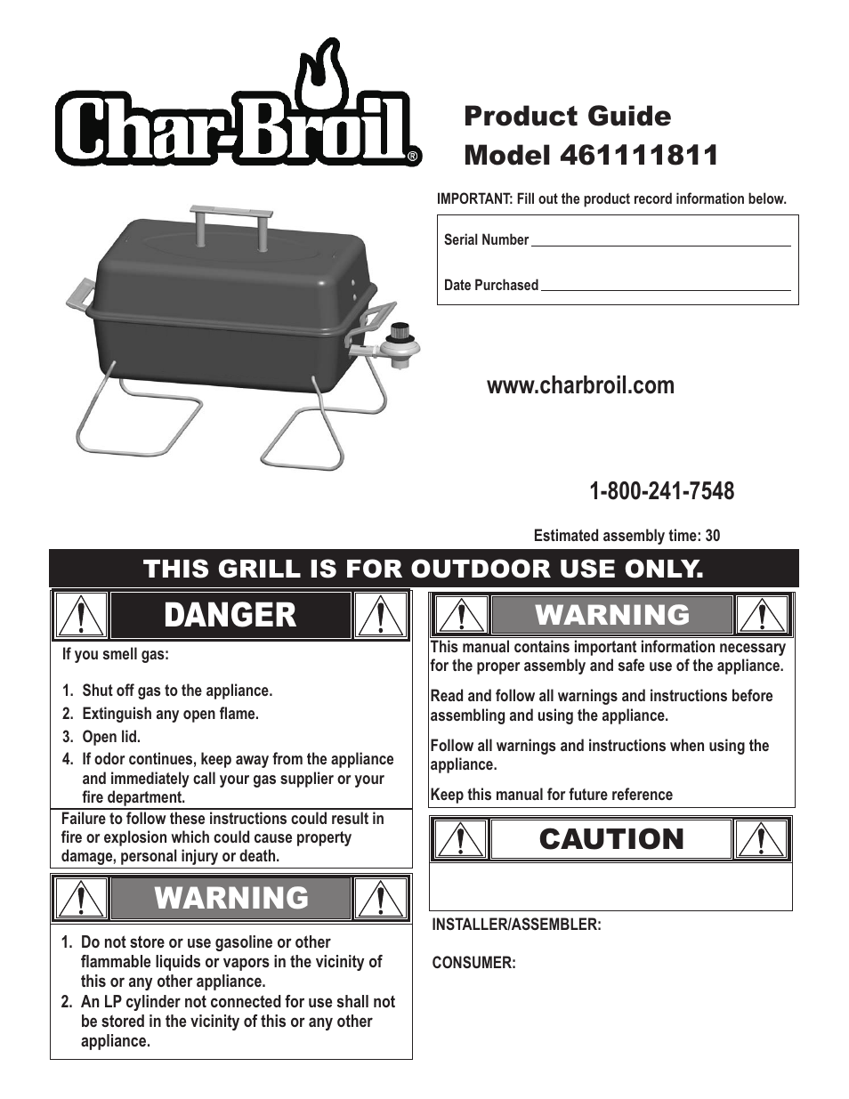 Char-Broil 461111811 User Manual | 12 pages