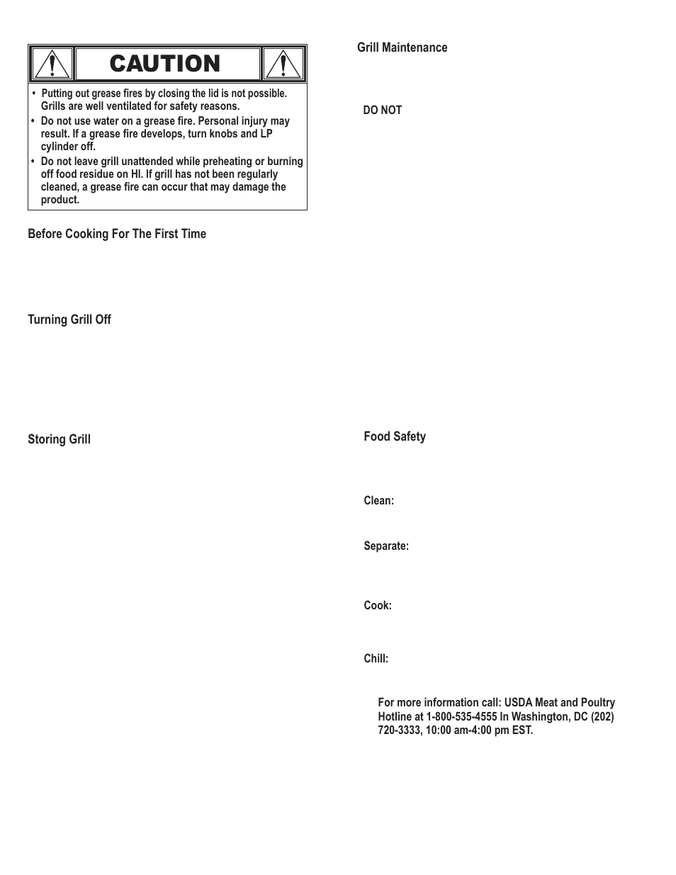 Caution | Char-Broil 461111811 User Manual | Page 6 / 12