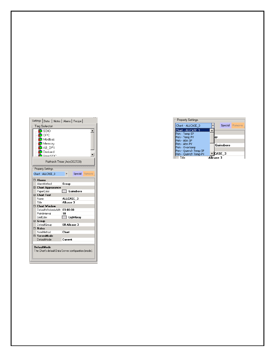 Left pane area, Chart and pen settings | Super Systems SD Recorder II User Manual | Page 11 / 50