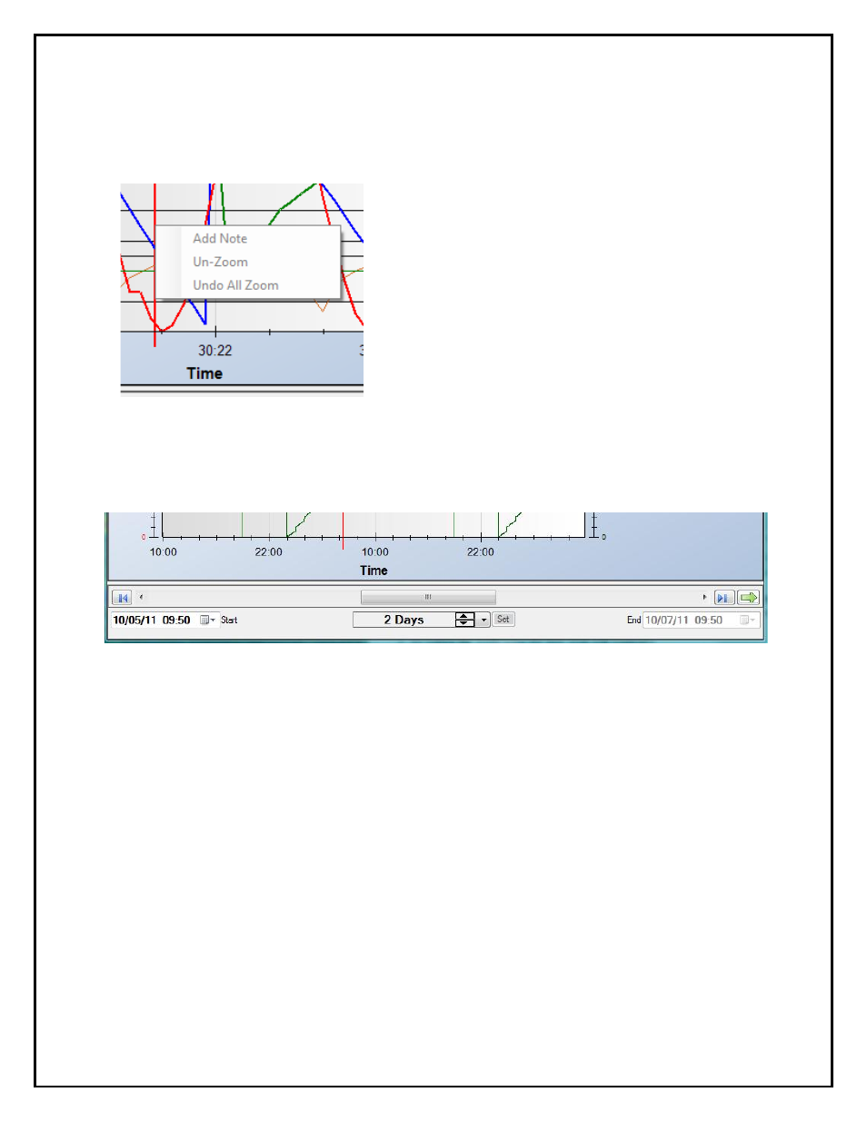 Chart control area, Plot area menu, Window width | Super Systems SD Recorder II User Manual | Page 22 / 50