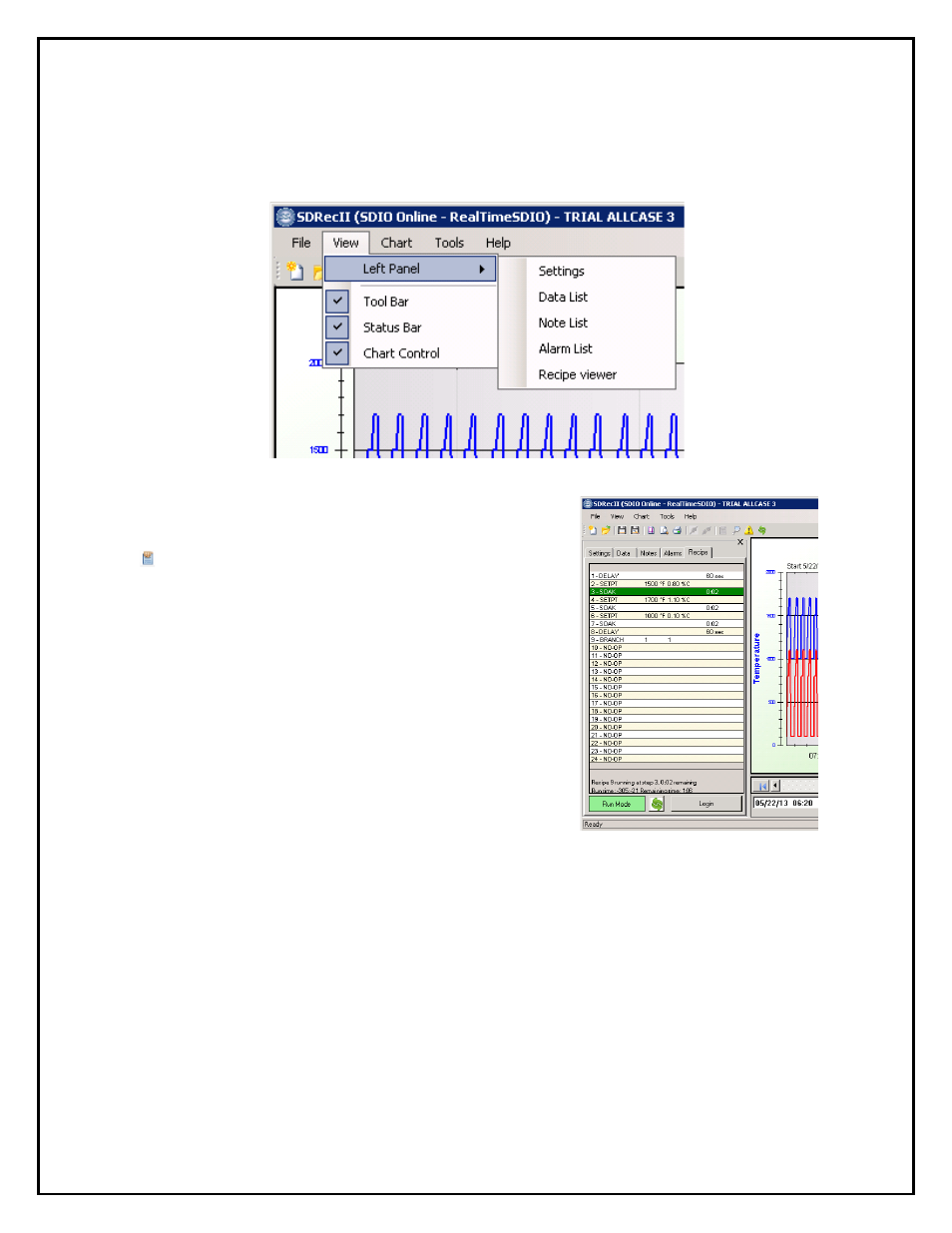 View menu | Super Systems SD Recorder II User Manual | Page 8 / 50