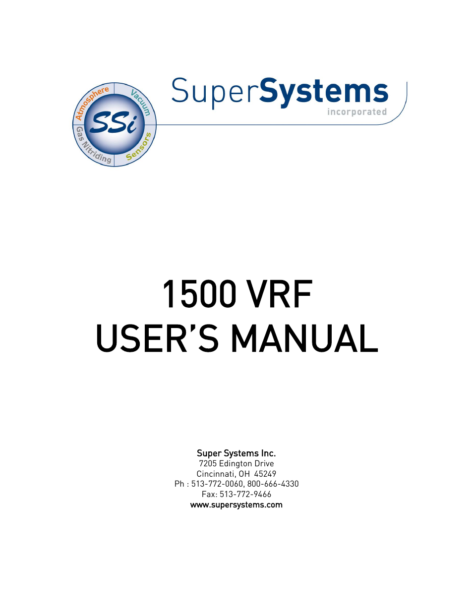 Super Systems 1500 VRF User Manual | 8 pages