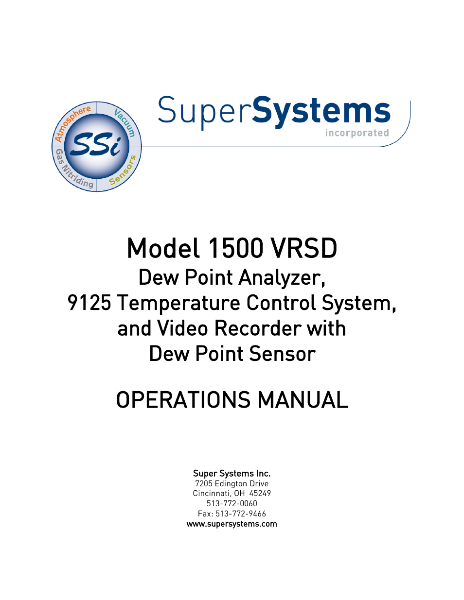 Super Systems 1500 VRSD User Manual | 28 pages