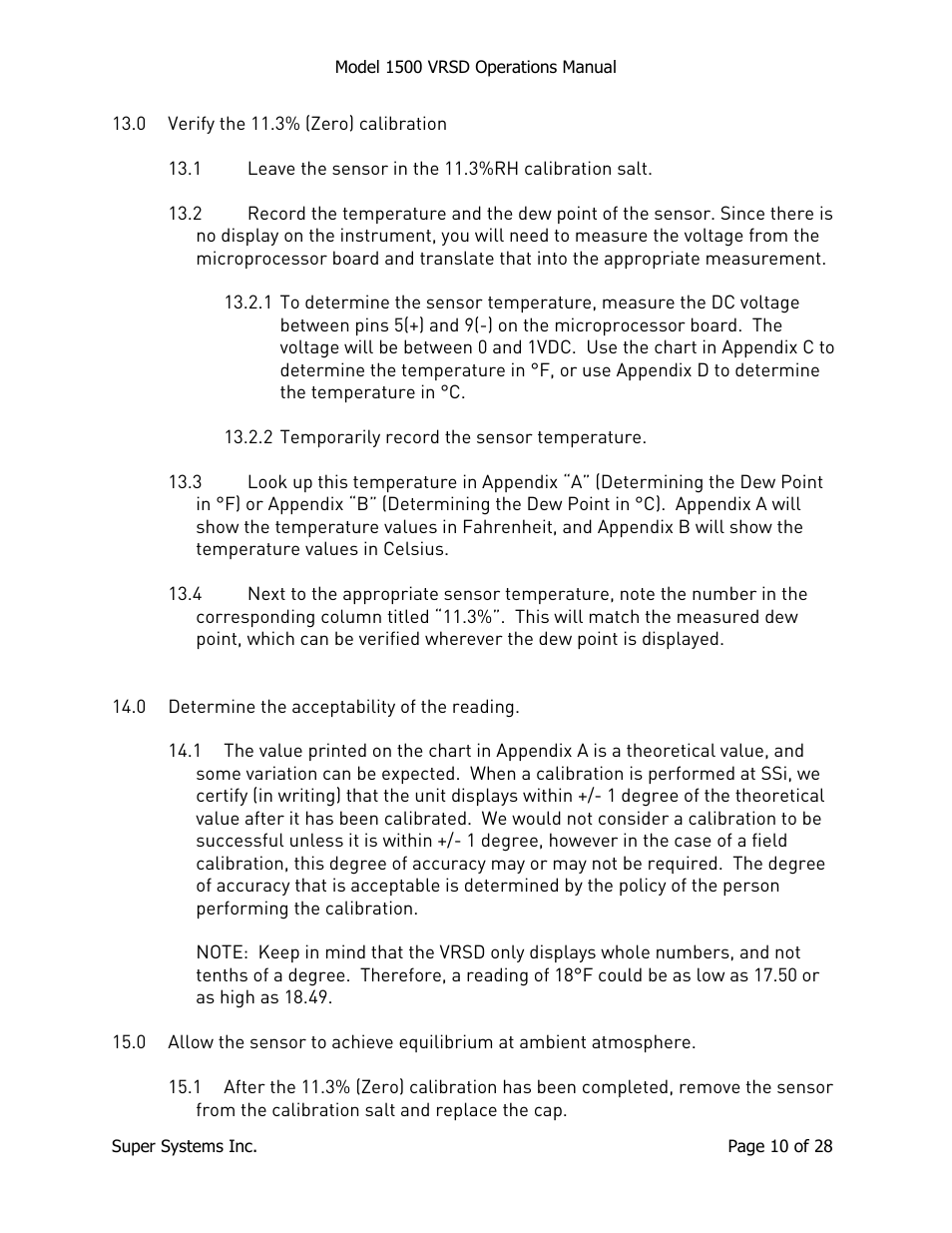 Super Systems 1500 VRSD User Manual | Page 10 / 28
