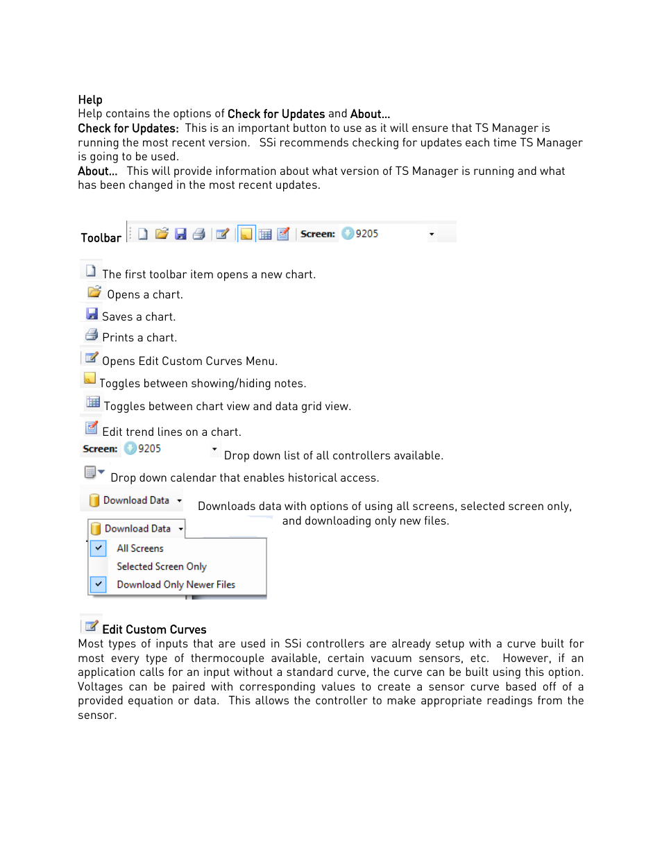 Toolbar | Super Systems TS Manager User Manual | Page 16 / 22