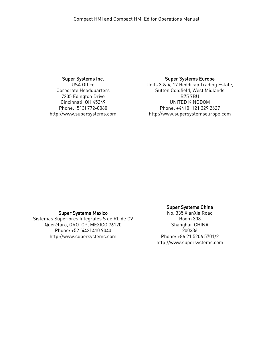 Super Systems Compact HMI User Manual | Page 2 / 60