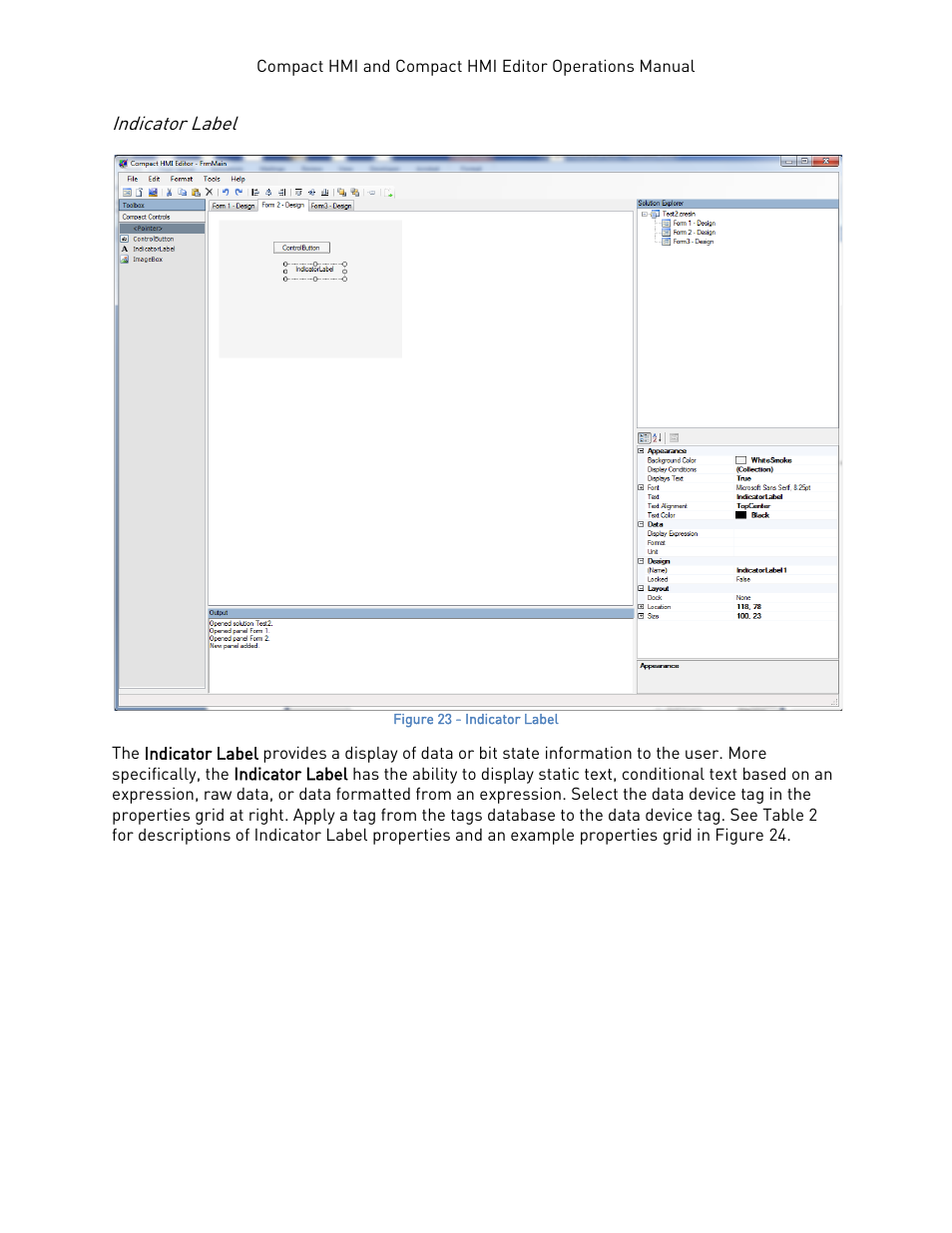 Indicator label | Super Systems Compact HMI User Manual | Page 27 / 60
