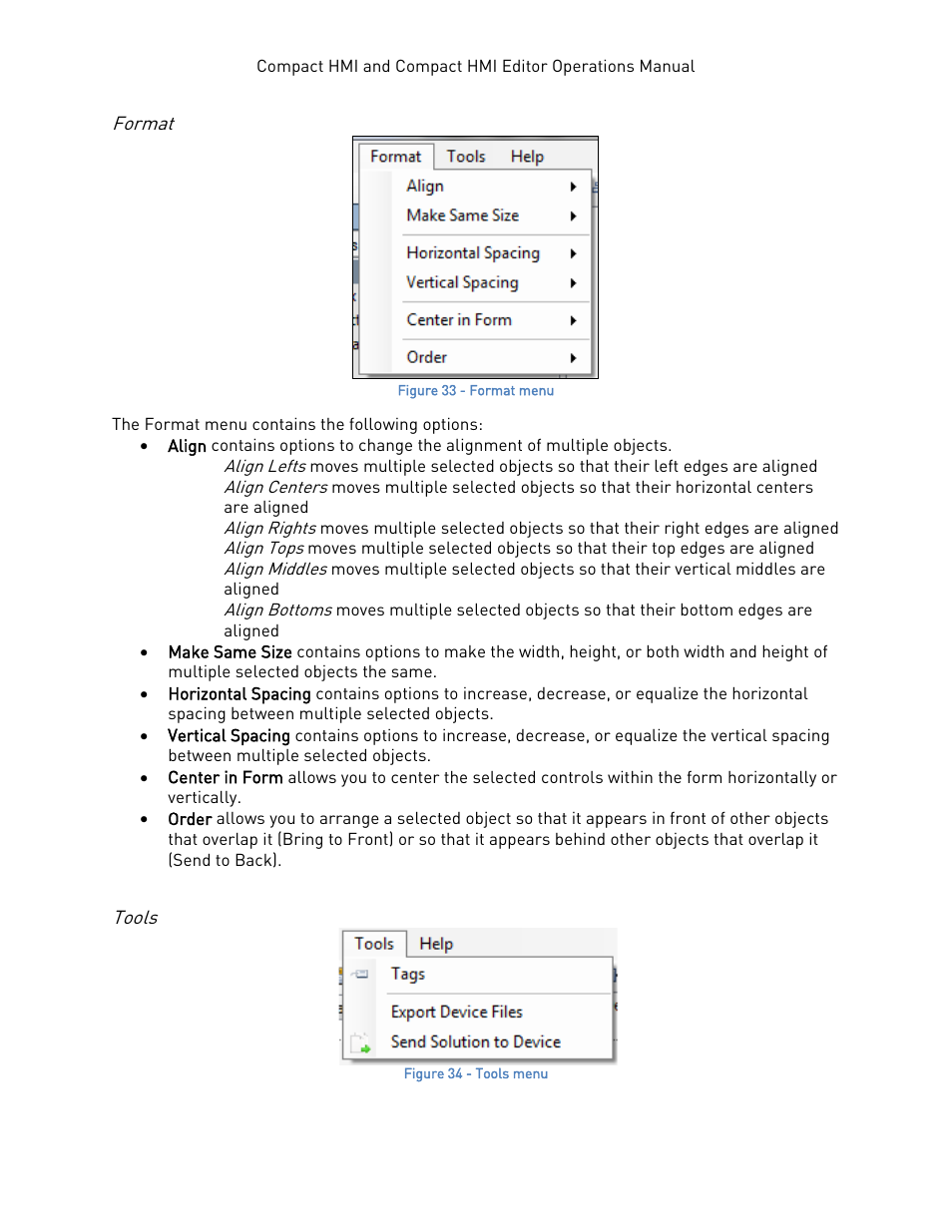 Format, Tools, Format tools | Super Systems Compact HMI User Manual | Page 36 / 60