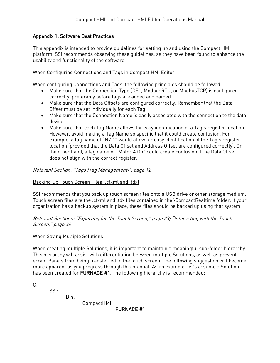 Appendix 1: software best practices, Backing up touch screen files (.cfxml and .tdx), When saving multiple solutions | And .tdx) | Super Systems Compact HMI User Manual | Page 54 / 60