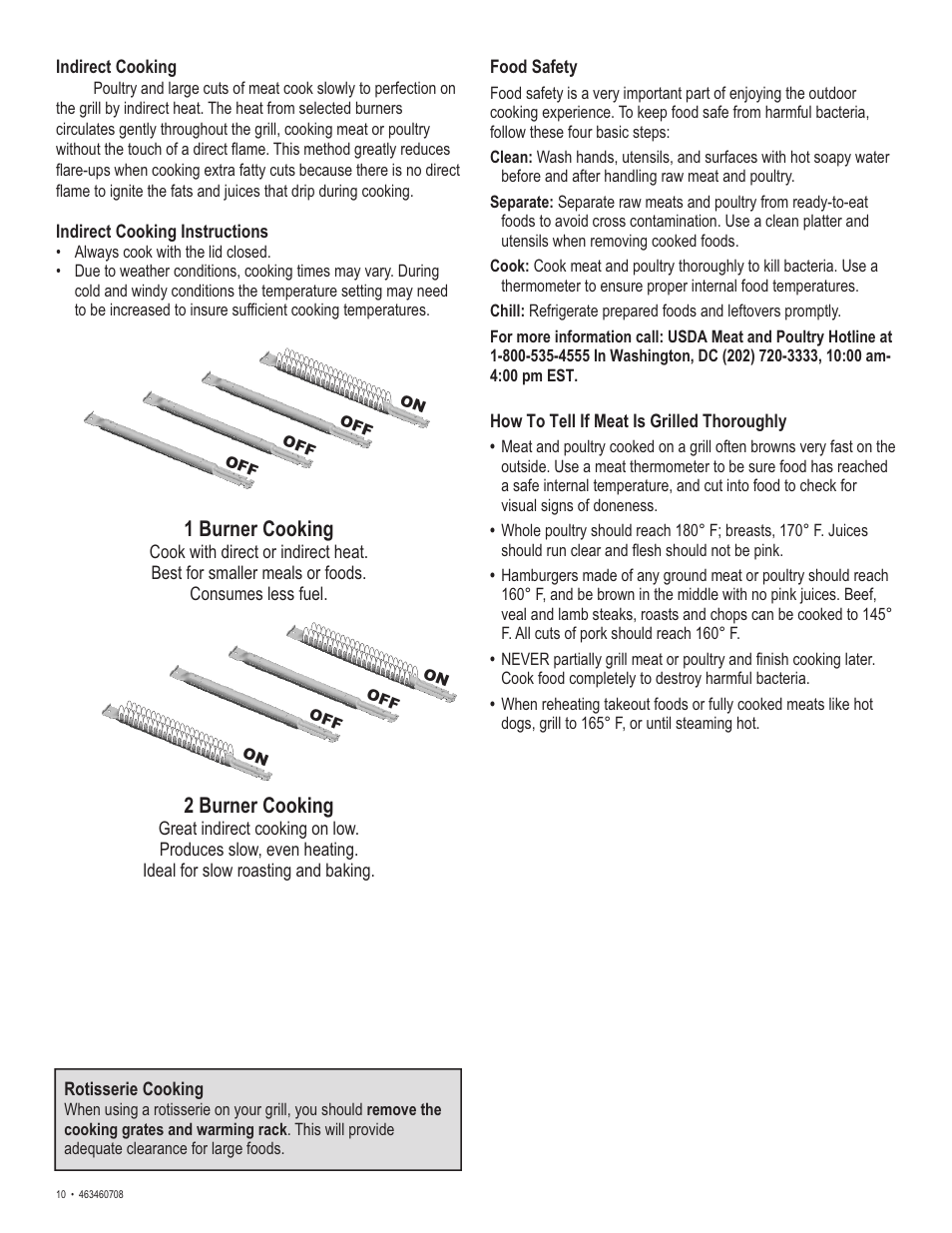 1 burner cooking, 2 burner cooking | Char-Broil 463460708 User Manual | Page 10 / 28