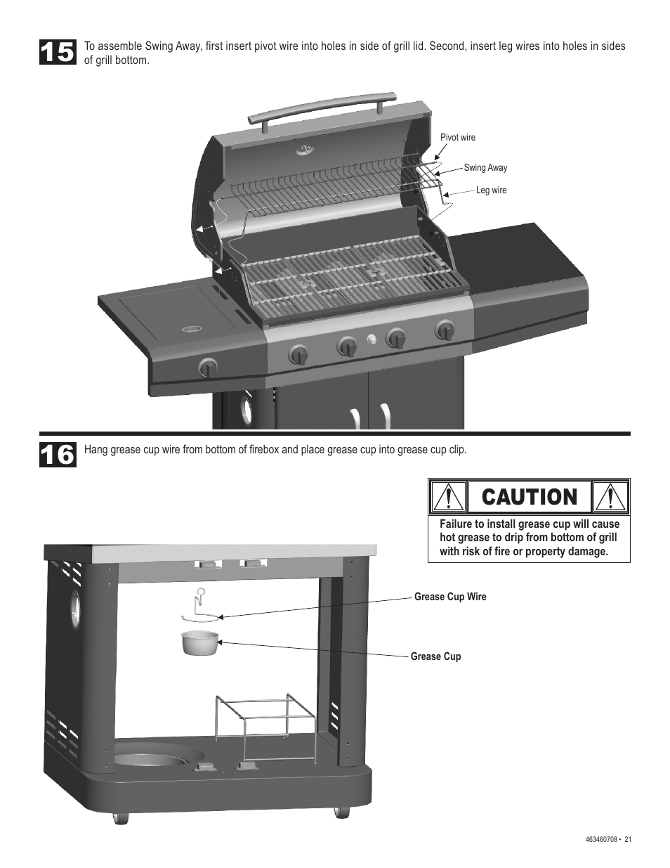 Caution | Char-Broil 463460708 User Manual | Page 21 / 28