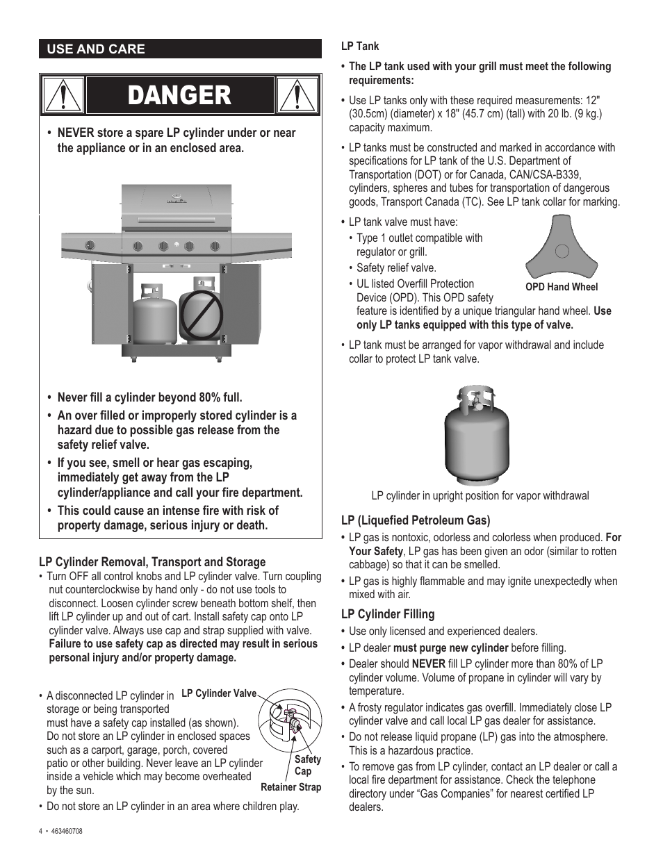 Danger | Char-Broil 463460708 User Manual | Page 4 / 28