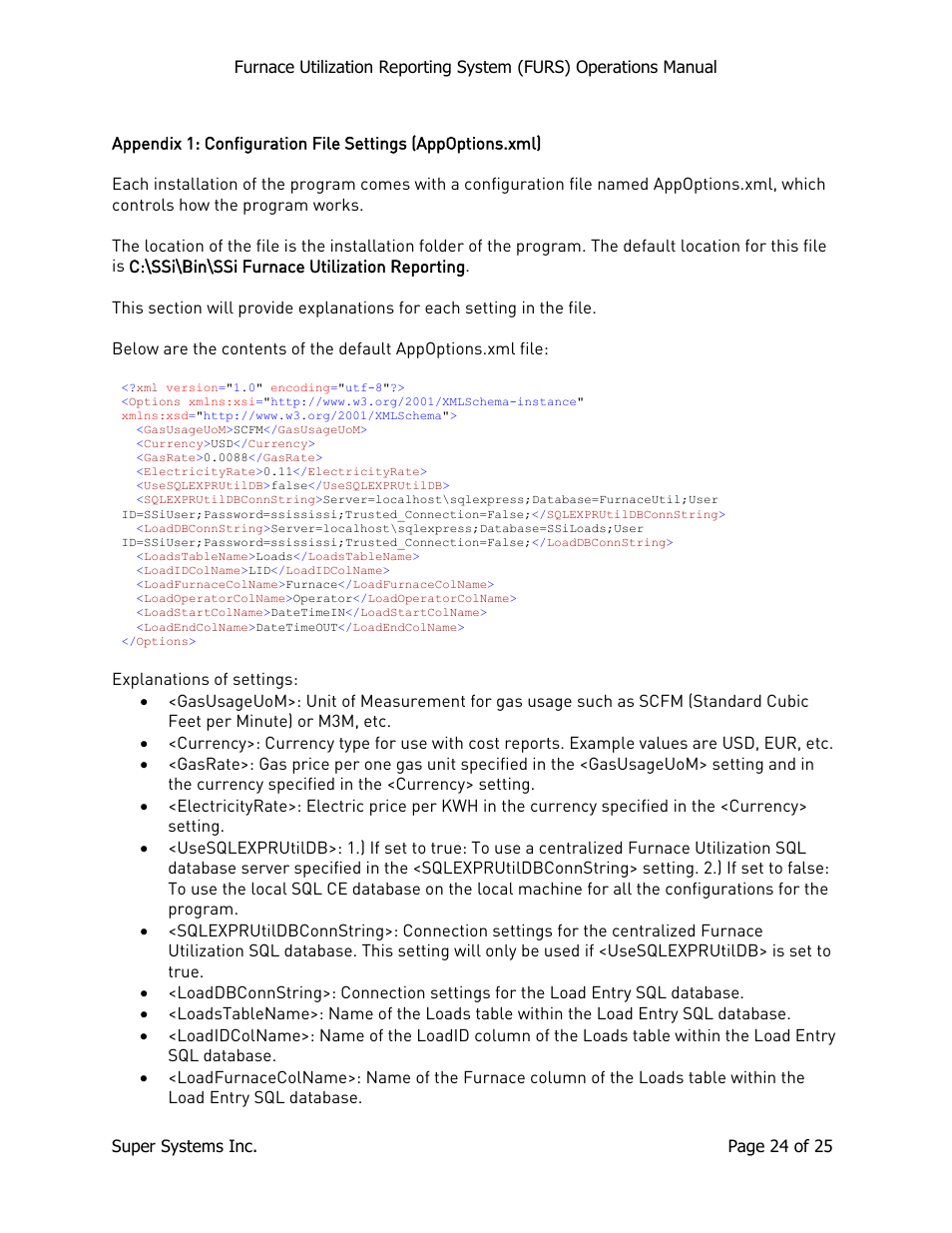 Super Systems FURS User Manual | Page 24 / 25