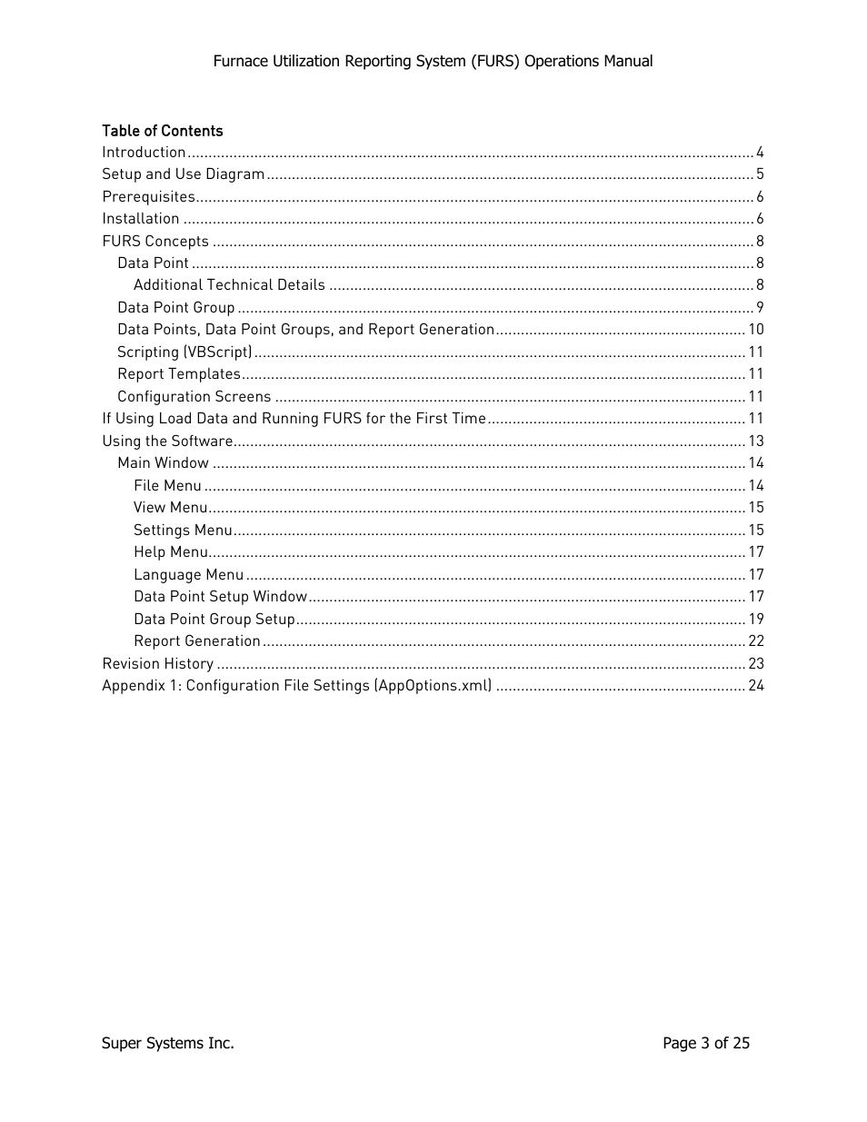 Super Systems FURS User Manual | Page 3 / 25