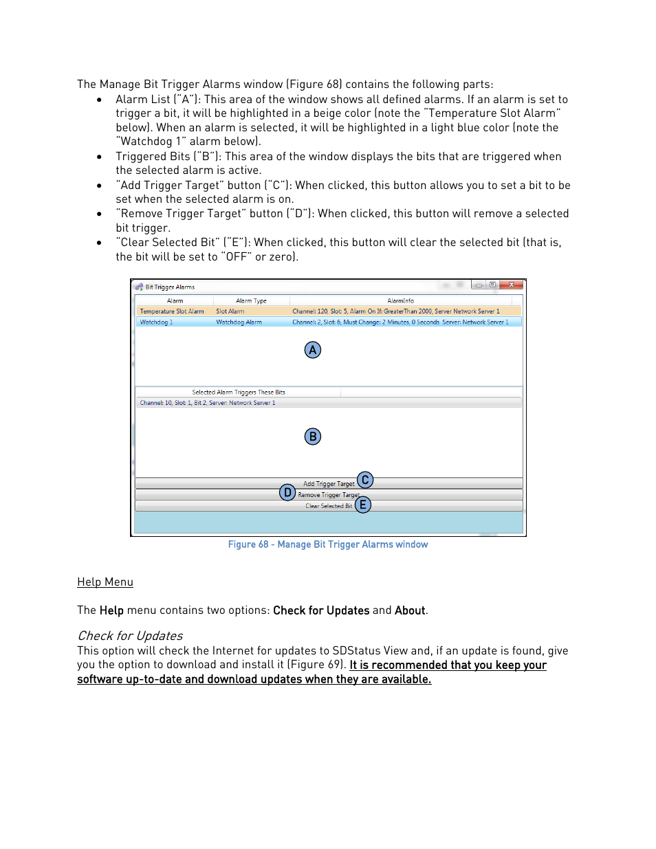 Help menu, Check for updates | Super Systems SDStatus User Manual | Page 49 / 83