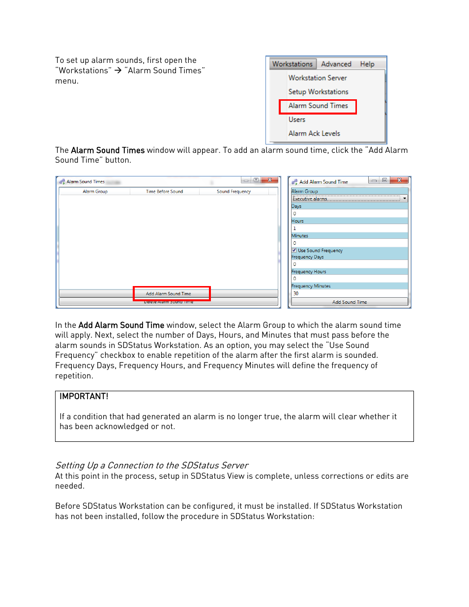 Setting up a connection to the sdstatus server | Super Systems SDStatus User Manual | Page 77 / 83