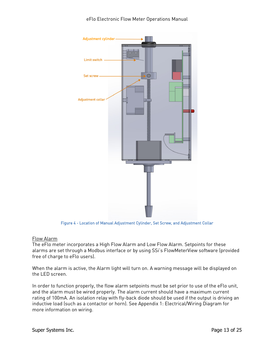 Flow alarm | Super Systems eFLO User Manual | Page 13 / 25