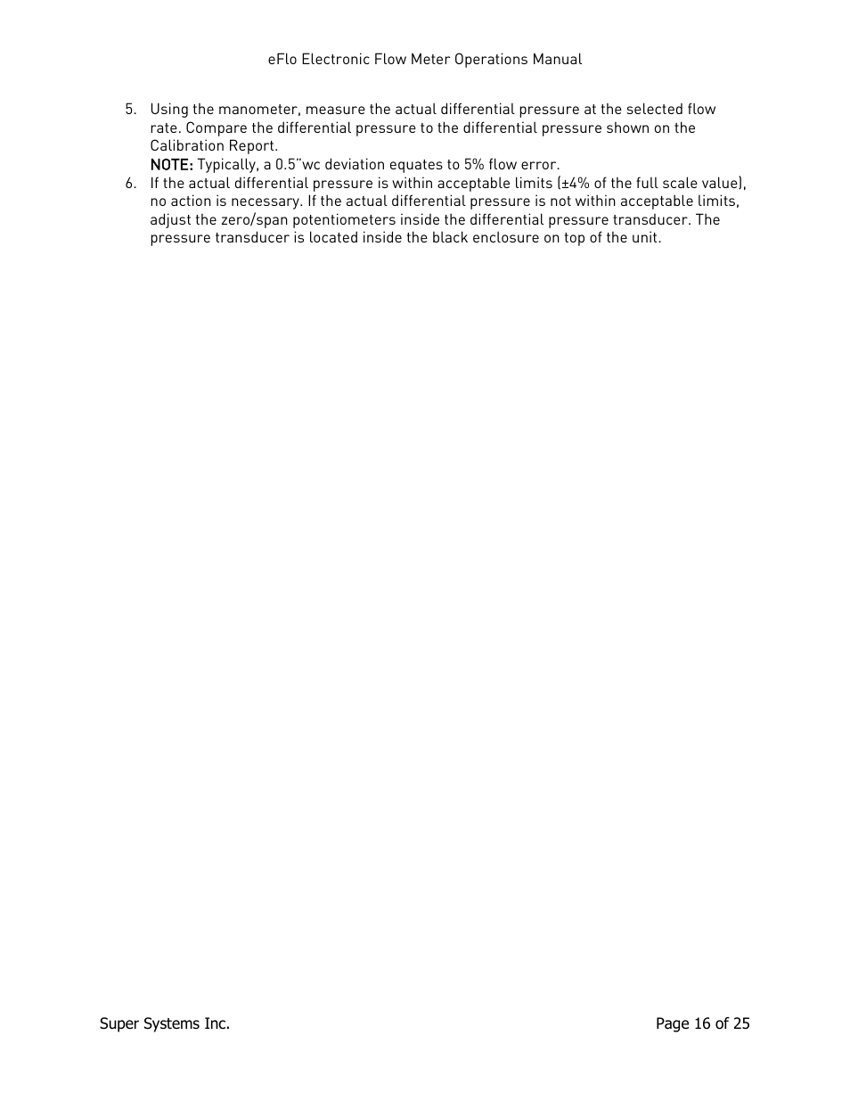 Super Systems eFLO User Manual | Page 16 / 25