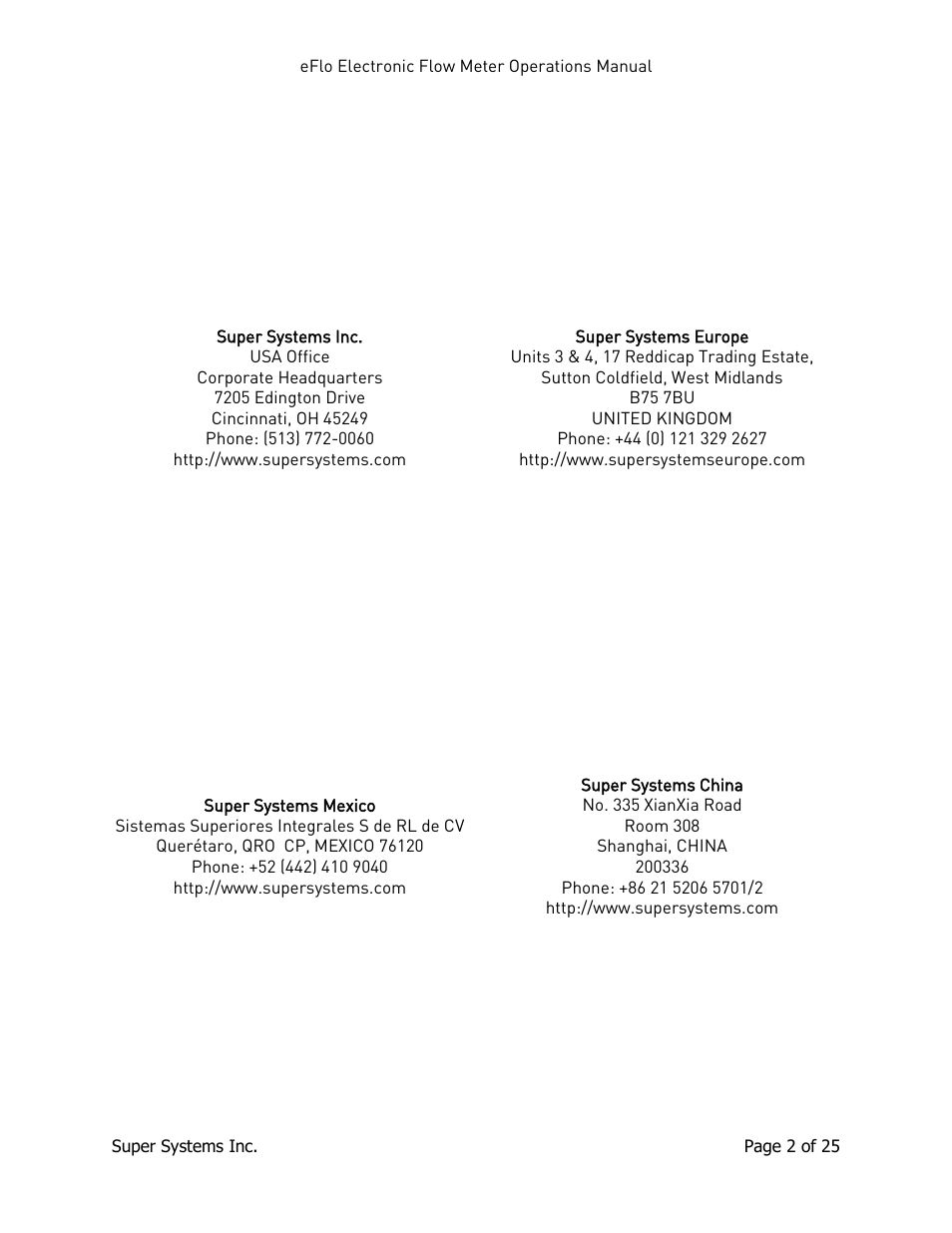 Super Systems eFLO User Manual | Page 2 / 25