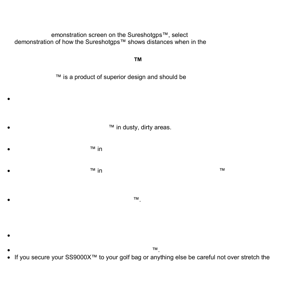 Demo, Caring for your ss9000x | Sureshotgps SS9000X User Manual | Page 17 / 25