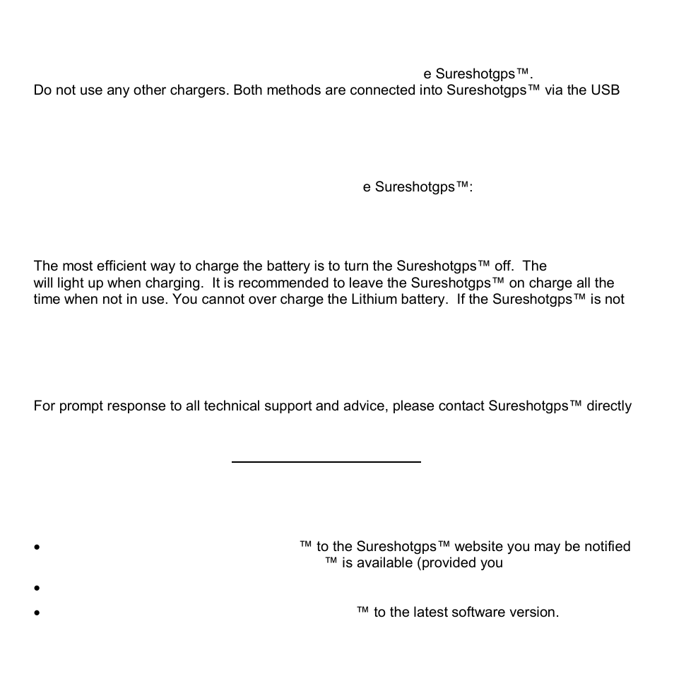 Charging & caring for your lithium ion battery, Technical & product support, Software upgrades | Sureshotgps SS9000X User Manual | Page 18 / 25