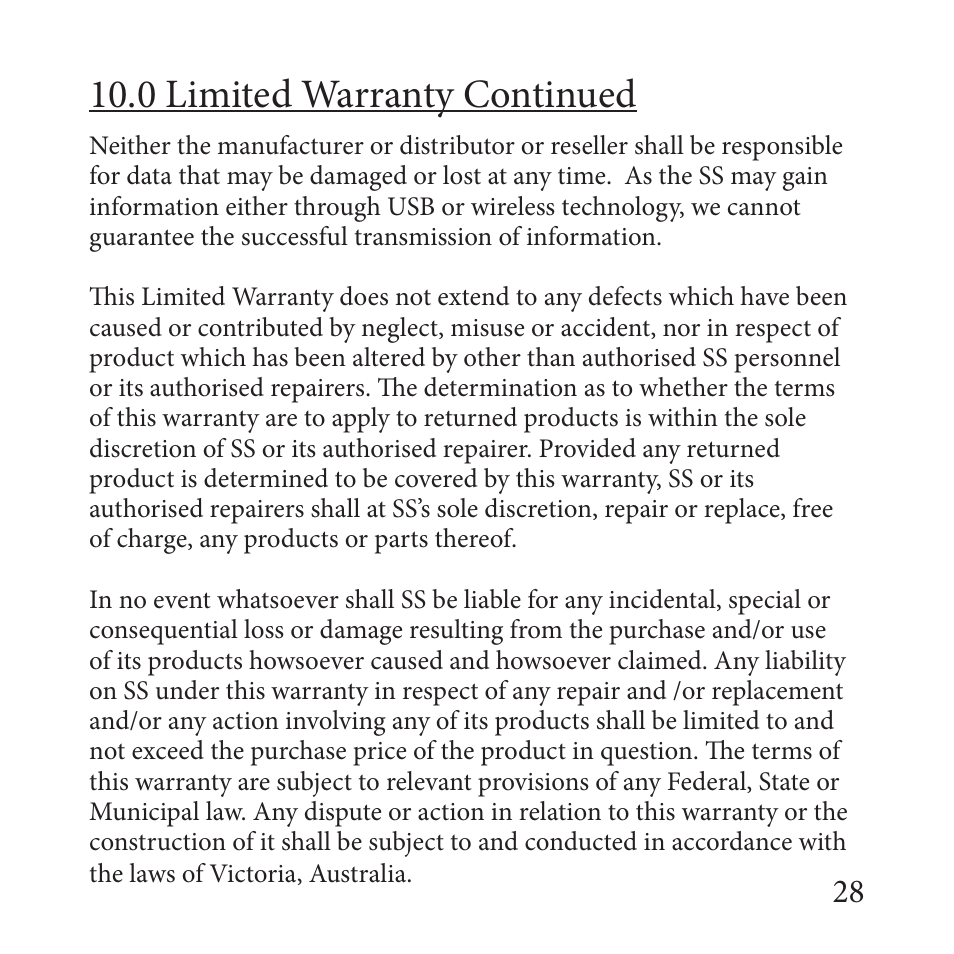 0 limited warranty continued | Sureshotgps MICRO 700X User Manual | Page 28 / 32