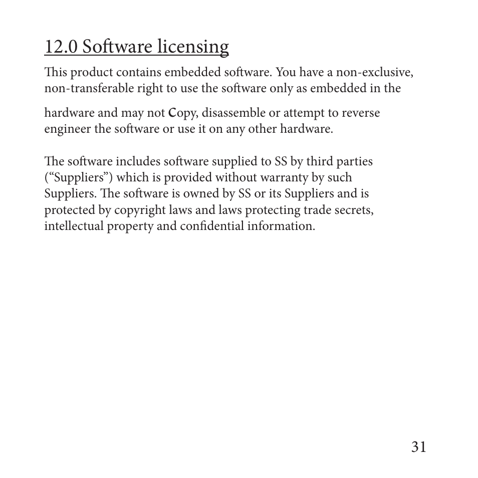 0 software licensing | Sureshotgps MICRO 700X User Manual | Page 31 / 32