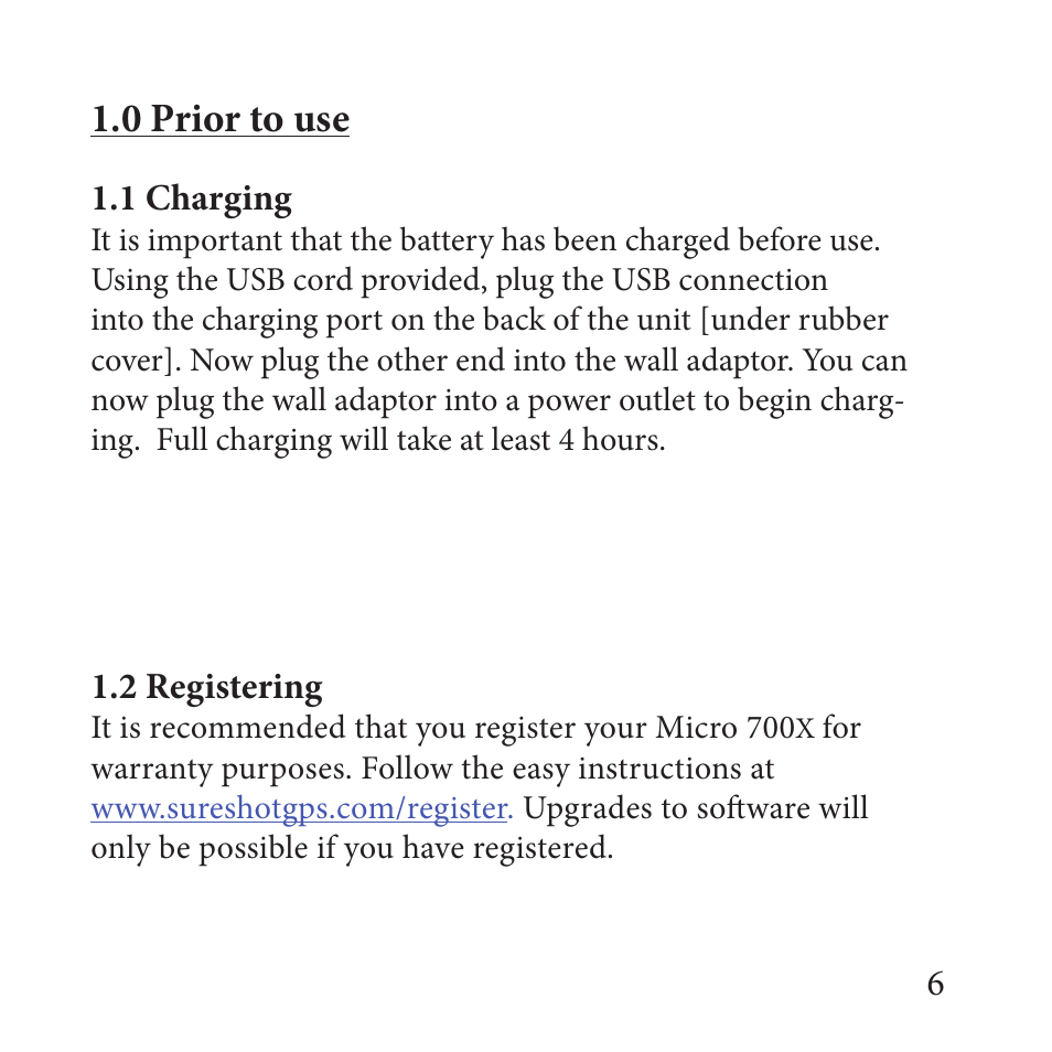 0 prior to use | Sureshotgps MICRO 700X User Manual | Page 6 / 32