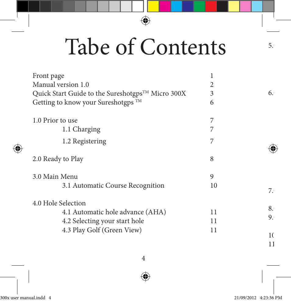 Tabe of contents | Sureshotgps MICRO 300X User Manual | Page 4 / 27