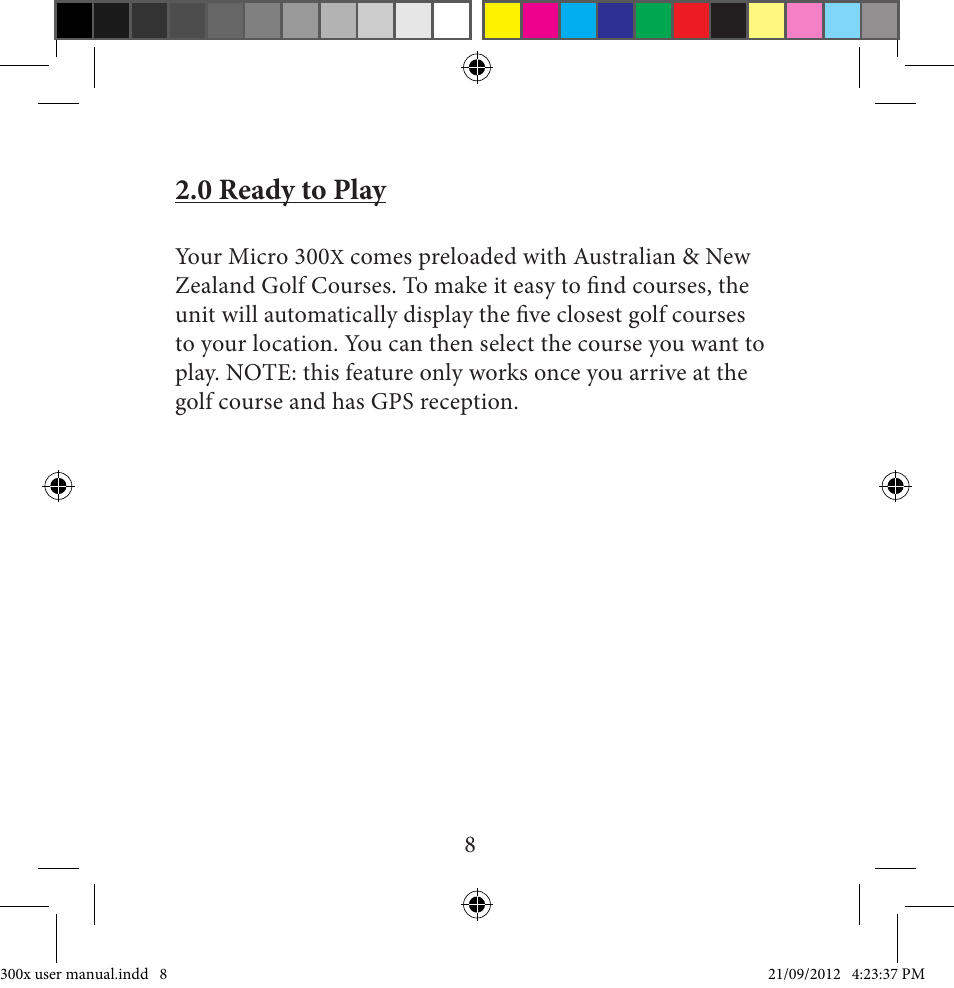 0 ready to play | Sureshotgps MICRO 300X User Manual | Page 8 / 27