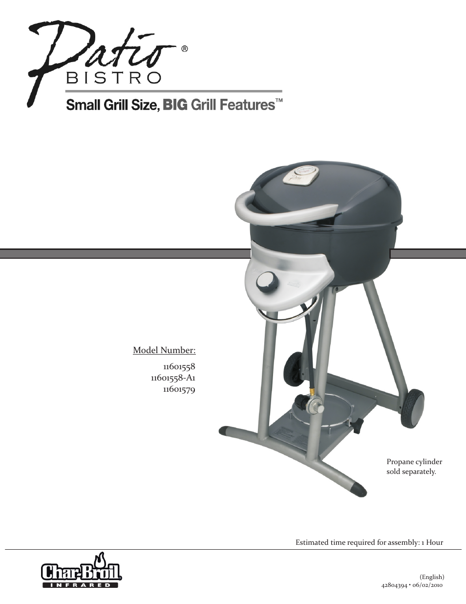 Char-Broil PATIO BISTRO 11601558 User Manual | 8 pages