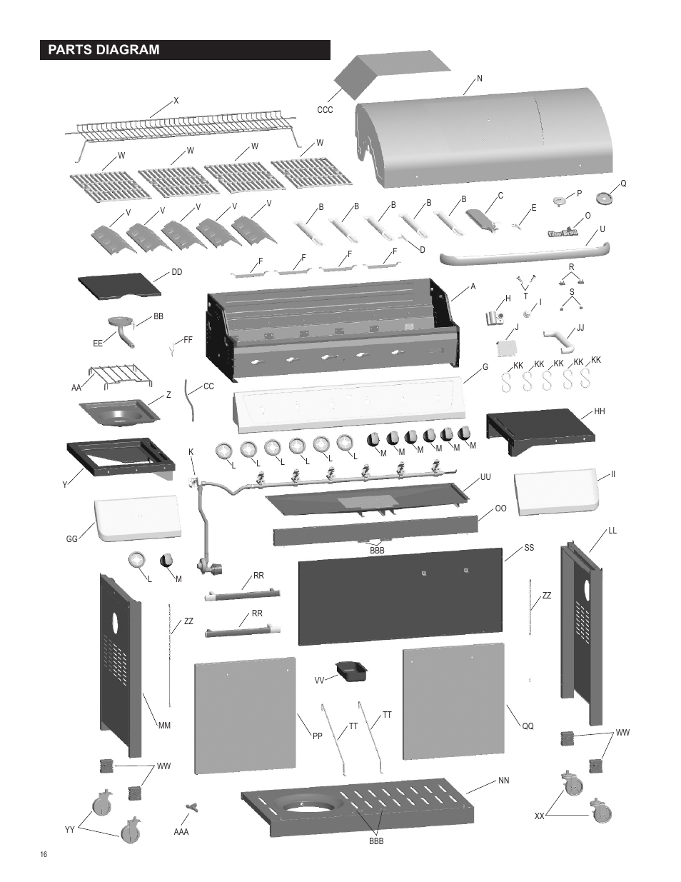 Parts diagram | Char-Broil 463230511 User Manual | Page 16 / 32