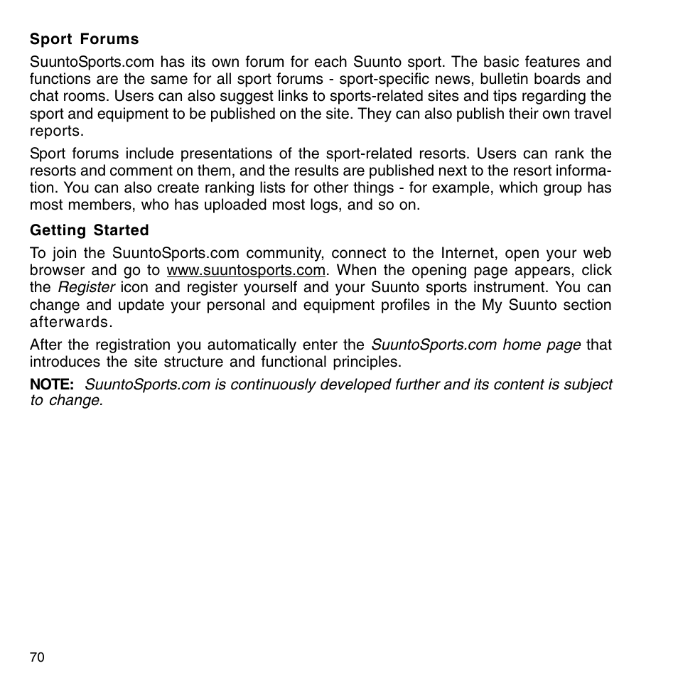 Technical specifications | SUUNTO G9-3 User Manual | Page 70 / 82