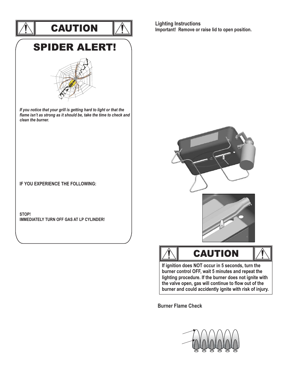 Spider alert, Caution | Char-Broil 4651330 User Manual | Page 5 / 16