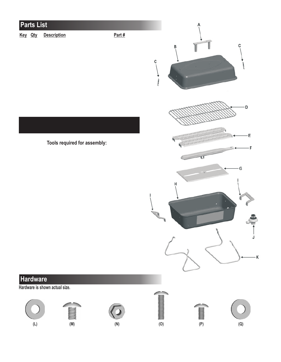 Parts list hardware | Char-Broil 4651330 User Manual | Page 8 / 16