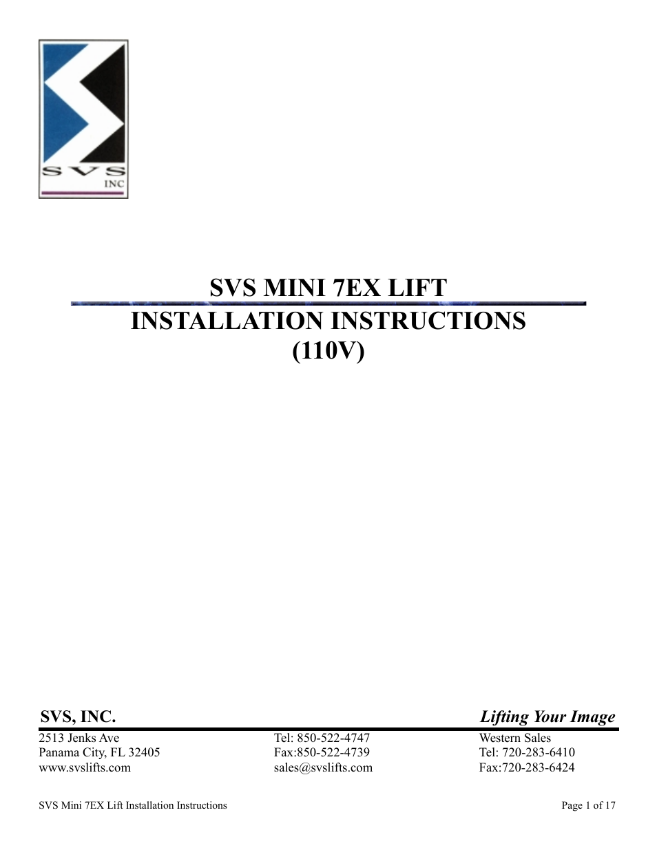 SVS MINI 7EX 110V User Manual | 17 pages