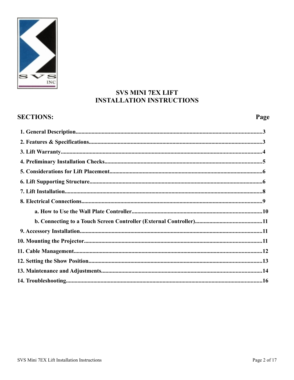 SVS MINI 7EX 110V User Manual | Page 2 / 17