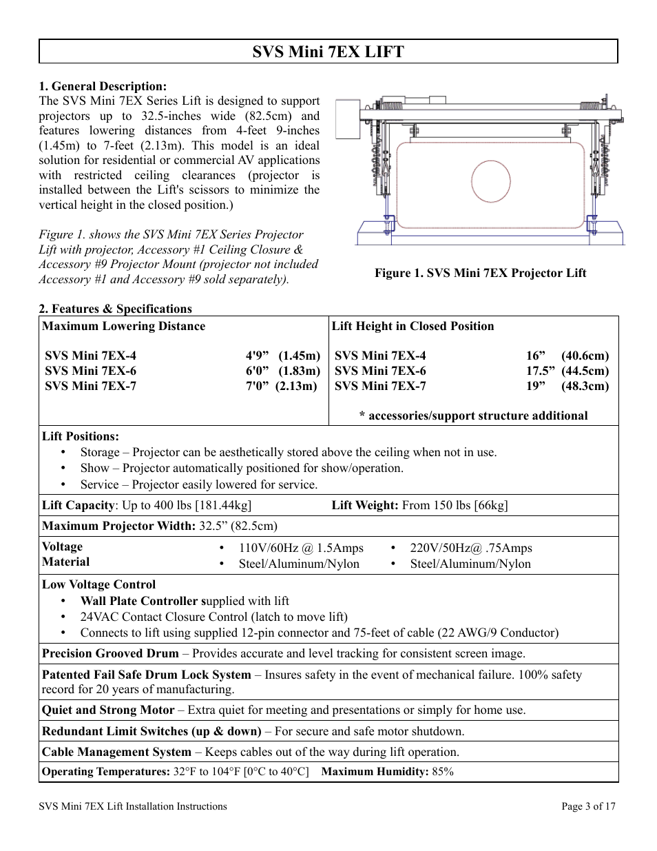Svs mini 7ex lift | SVS MINI 7EX 110V User Manual | Page 3 / 17