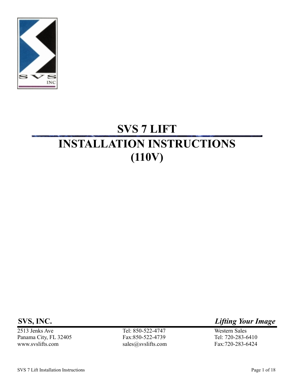 SVS 7 110V User Manual | 18 pages