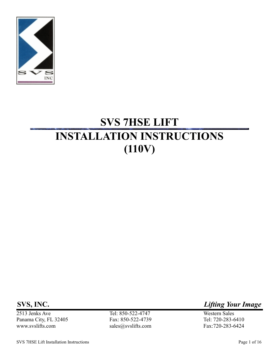 SVS 7HSE 110V User Manual | 16 pages