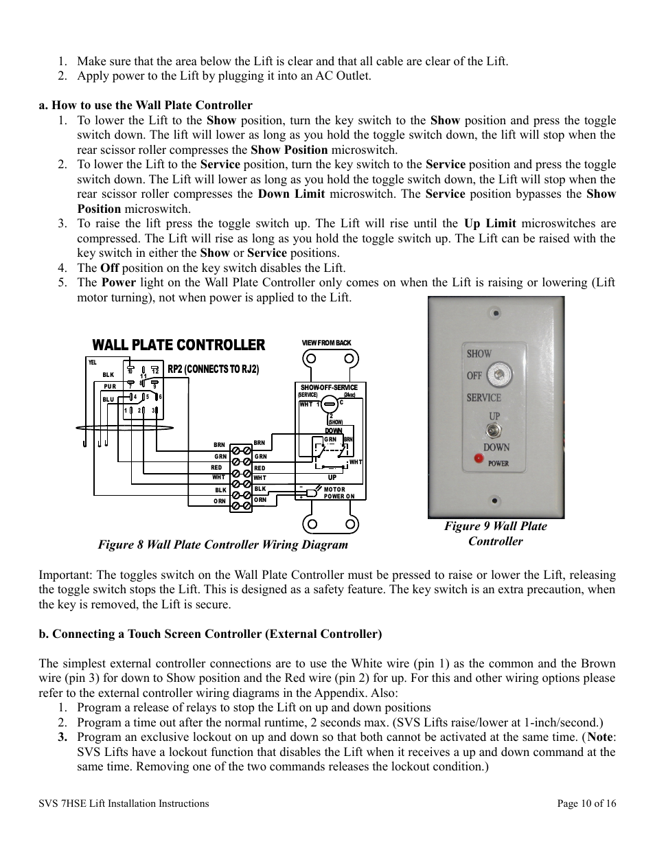 Wall plate controller, Figure 8 wall plate controller wiring diagram, Figure 9 wall plate controller | Rp2 (connects to rj2) | SVS 7HSE 110V User Manual | Page 10 / 16